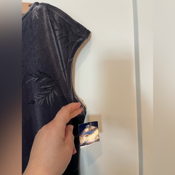 NWT Vtg 90s Y2K Hillard&Hanson gray silver velvet maxi whimsigoth evening dress - Picture 5 of 10